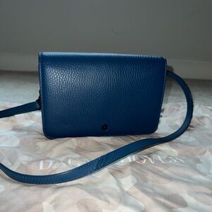 Dagne Dover Small Andra Crossbody Bay Blue Blue Leather Crossbody Bag